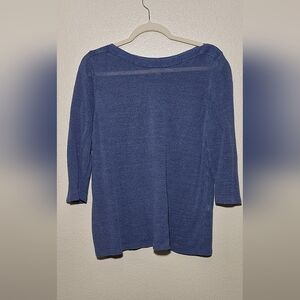 J. Jill Linen Blend Cornflower Blue 3/4 Sleeve Boat Neck Sweater XL Petite